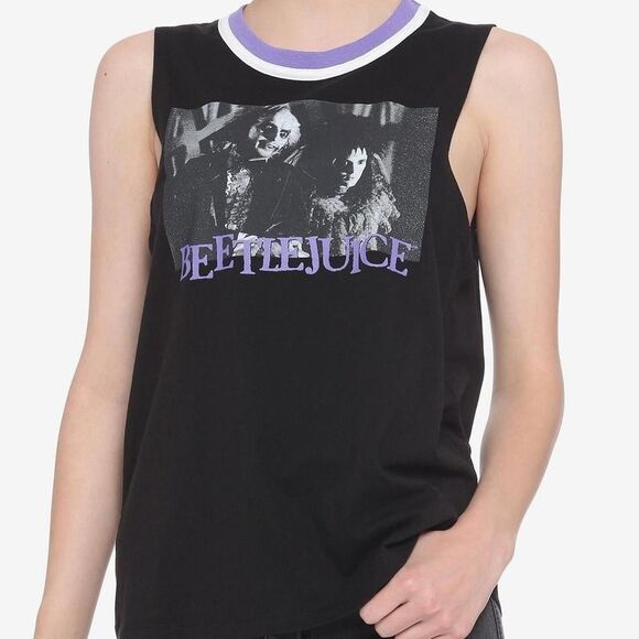 Beetlejuice Black & White Photo hot topic muscle top medium - Picture 1 of 5